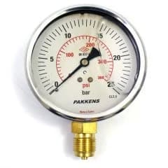 Pakkens Gliserinli Manometre – Ø100 mm, 0–25 bar, Alttan Bağlantı G1/2"