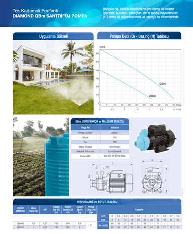 Alarko QBm 80 Hidromatlı Pompa – 0,75 kW (1 HP), 1×220 V, Monro EPC-2 ile