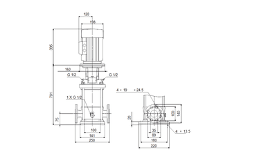 Grundfos CR5-20 A-FGJ-A-E-HQQE Dikey Çok Kademeli Santrifüj Pompa (3x400V)