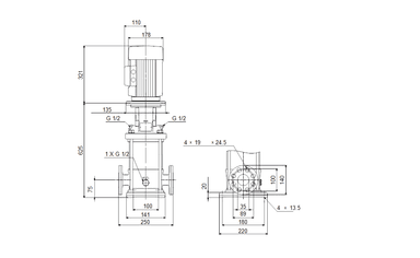 Grundfos CR3-21 A-FGJ-A-E-HQQE Dikey Çok Kademeli Santrifüj Pompa (3x230/400V)