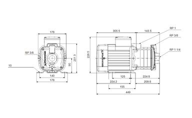 Grundfos CM5-6 A-R-A-E-AQQE C1-A-A-N Yatay Çok Kademeli Santrifüj Pompa (Monofaze)