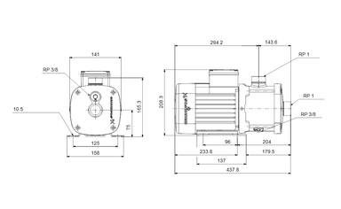 Grundfos CM3-7 A-R-I-E-AQQE C1-A-A-N Yatay Çok Kademeli Santrifüj Pompa (Monofaze)