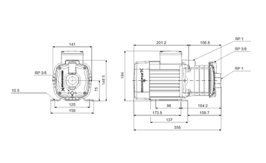 Grundfos CM3-6 A-R-A-E-AQQE F-A-A-N Yatay Çok Kademeli Santrifüj Pompa (Trifaze)