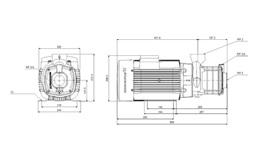 Grundfos CM25-4 A-R-A-E-AQQE F-A-A-N Yatay Çok Kademeli Santrifüj Pompa (Trifaze)