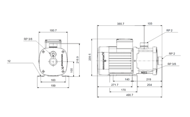 Grundfos CM15-2 A-R-G-E-AQQE F-A-A-N Yatay Çok Kademeli Santrifüj Pompa (Trifaze)