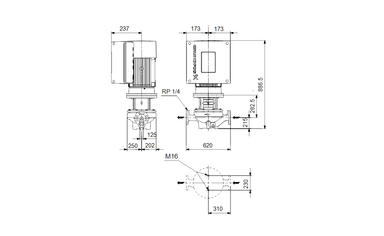 Grundfos TPE 125-130/4 A-F-A-BQQE-LWA Frekans Kontrollü In-line Pompa